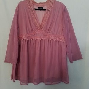 Pastel Pink Suzanne Betro 3X babydoll blouse 👚